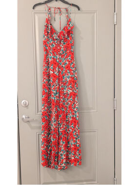 Women's Valija Gitana floral, Red and Teal jumpsuit